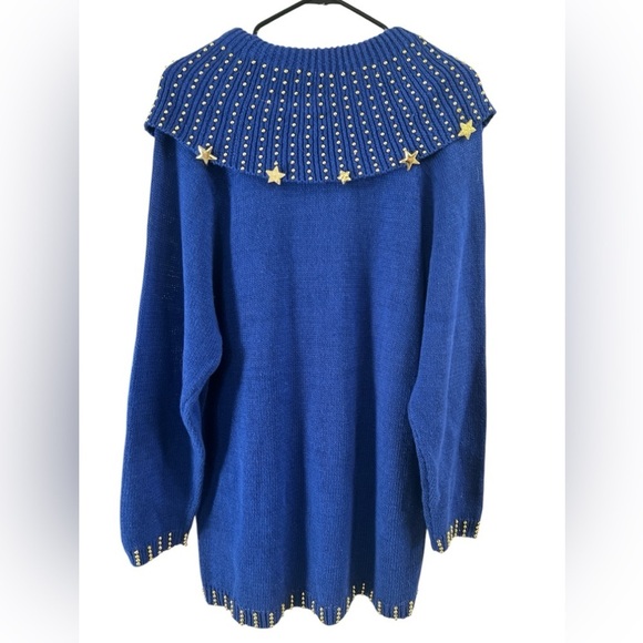 Vintage blue star long sleeve mini sweater dress - Picture 5 of 5